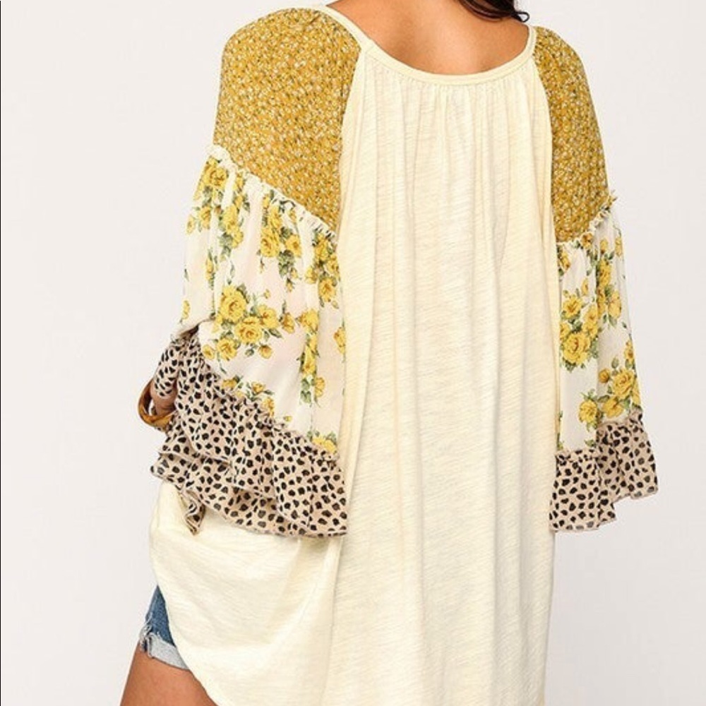 Boho Animal Print Floral Top - Picture 5 of 5